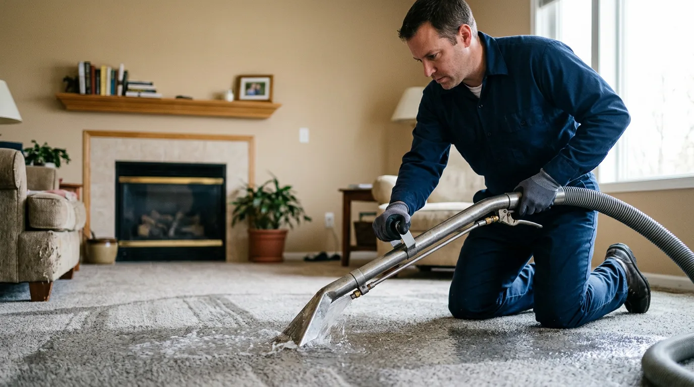 Water damage restoration technician working near Vail, IA